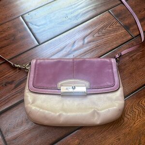 Coach crossbody bag.  Lavender and beige in color.  Vintage.